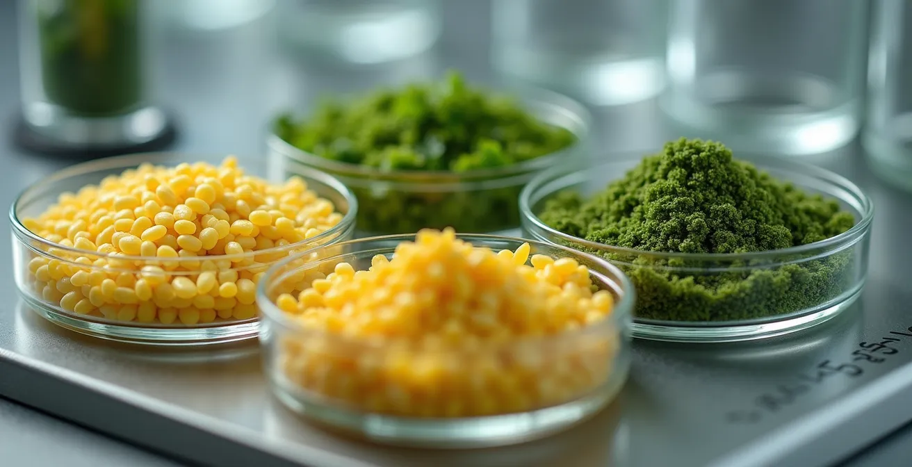 Técnico analizando muestras de ensilado en laboratorio con equipamiento especializado