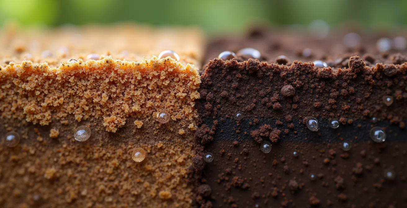 Comparación visual del bulbo húmedo en diferentes tipos de suelo agrícola