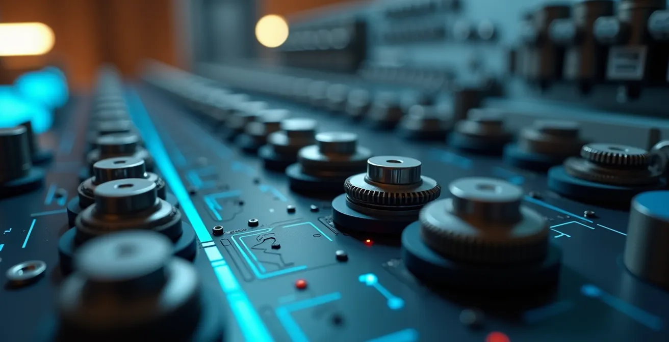 Panel de control digital moderno mostrando sistemas automáticos de ventilación en funcionamiento