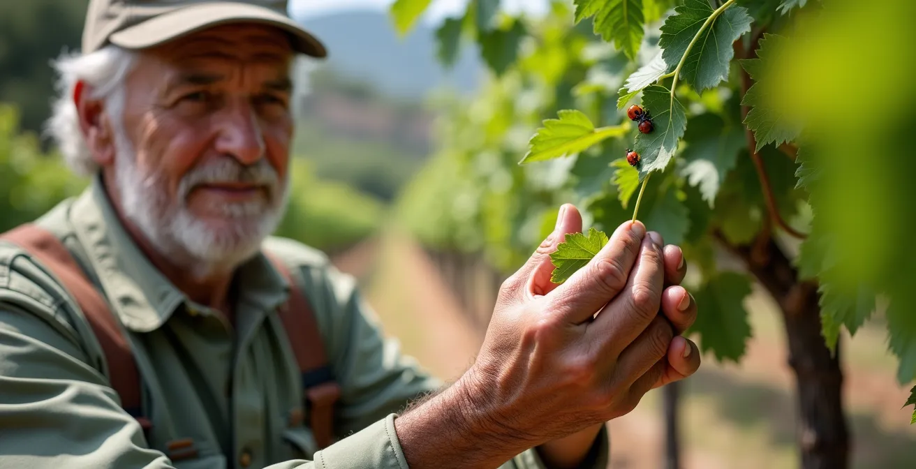 Línea temporal visual mostrando la evolución de un campo agrícola durante 5 años de transición ecológica