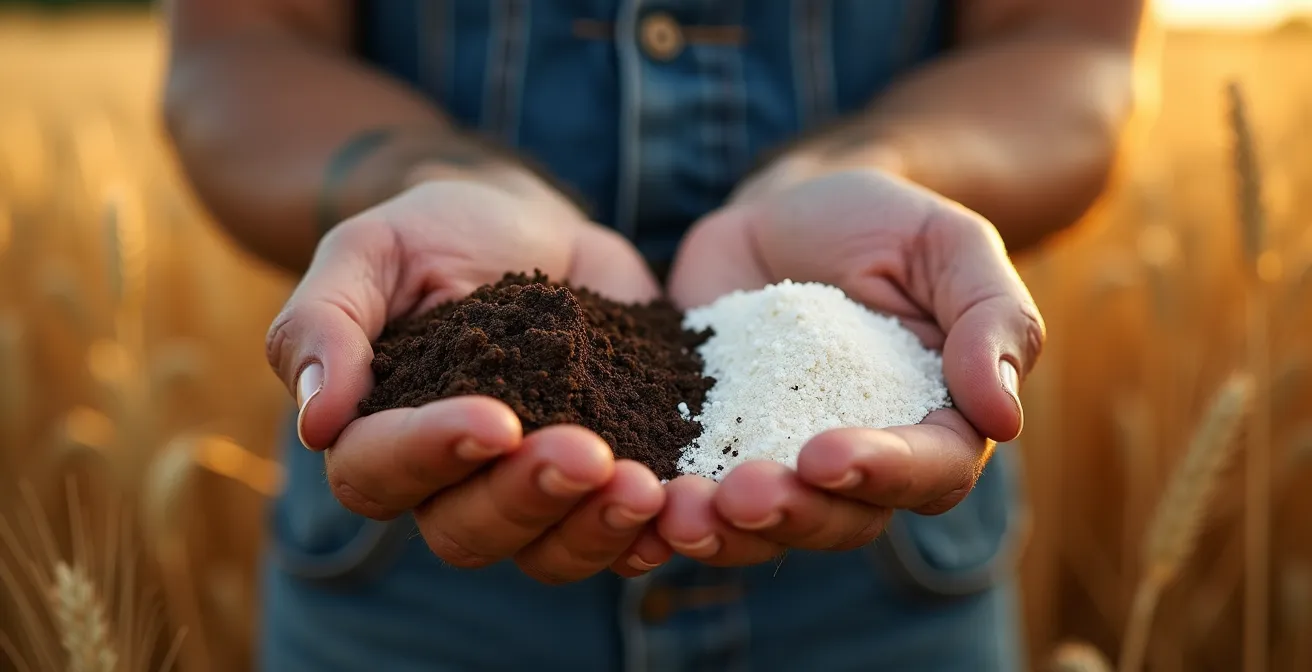 Integración visual de fertilización mineral y orgánica en campo