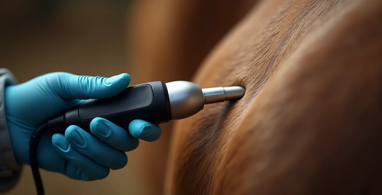 Veterinario realizando ecografía reproductiva a vaca con tecnología de ultrasonido portátil